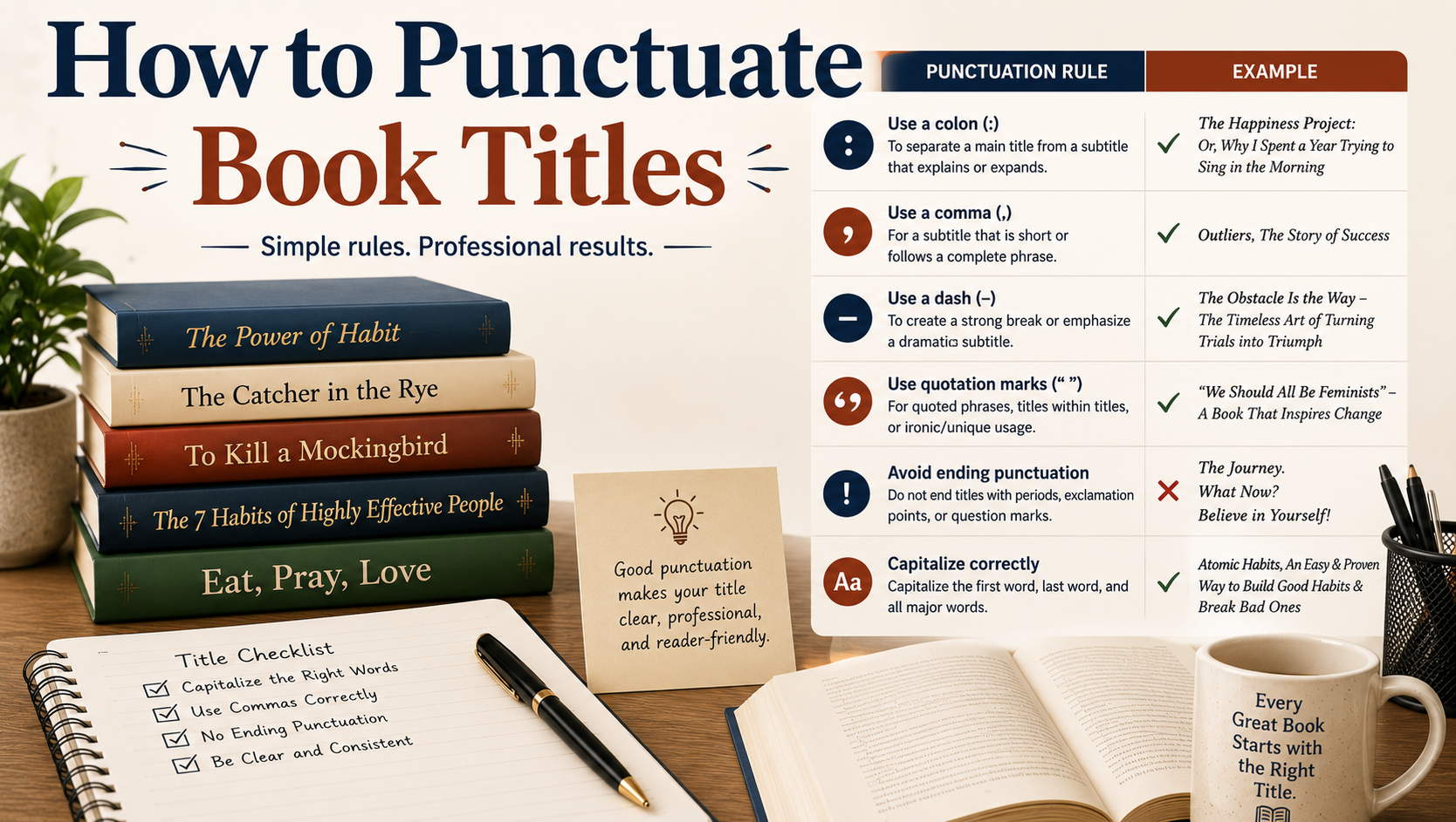 How to Punctuate Book Titles: Rules and Examples